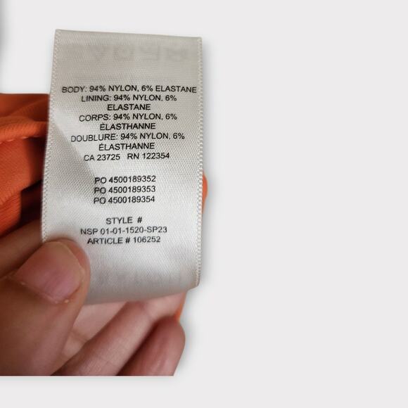 Babaton Womens Deep V-Neck Snap Bodysuit Orange M Modern Minimal Street Chic - Picture 4 of 7